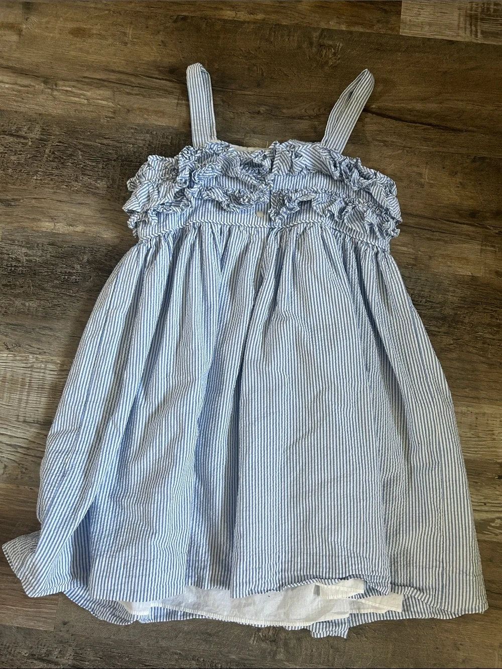 Ralph Lauren Blue and White Striped Ruffle Sundress 16